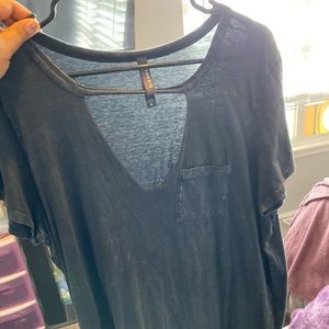 Charcoal Gray Tee- Deep V neck 👠